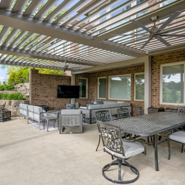 Dexter MI: Huge 3-zone Forever Pergola (adobe, drop beam)