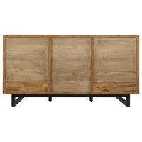 Aldo King Size Brown Oak Wood Platform Bed Frame with Black Metal Legs