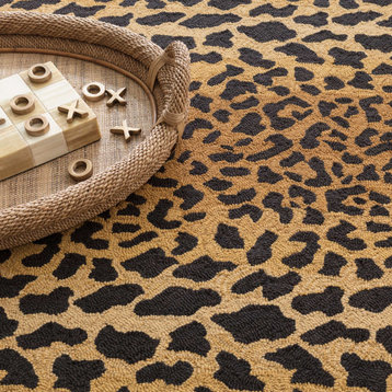 Leopard Micro Hooked Wool Rug, 2'x3'