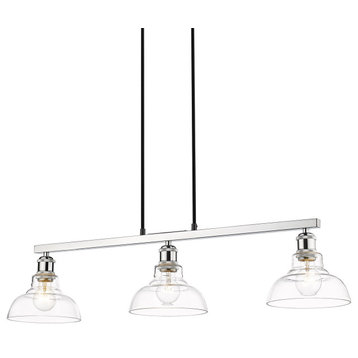 Carver Linear Pendant, Chrome and Clear Glass