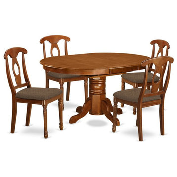 East West Furniture Avon 5-piece Wood Dining Table and Chair Set in Saddle Brown