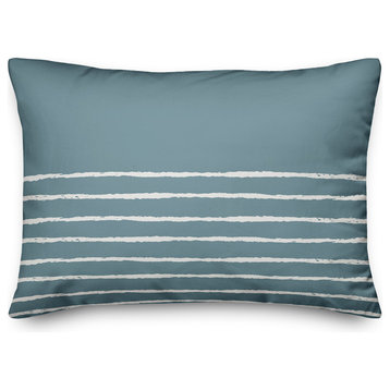 Sea Glass and White Sketch Stripes 14x20 Lumbar Pillow