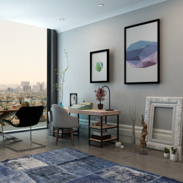 Eclectic Modern Home Office Design in Hampshire