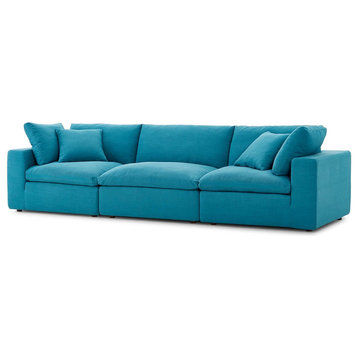 Modern Contemporary Urban Living Sofa Set, Aqua Blue