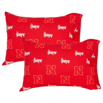 Nebraska Huskers Pillowcase Pair, Solid, Includes 2 Standard Pillowcases, King