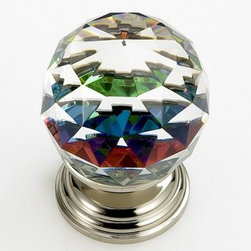 50mm (2in) Round Faceted 31% Leaded Crystal Knob with Prism - Kitchen Cabinetry