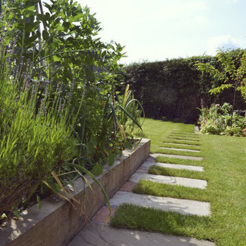 Stone/ brick etc landscape elements.