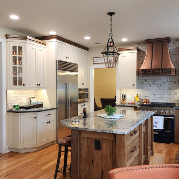 Rustic Hickory, Paint and Glaze with Copper range hood