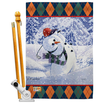 Snowman Golf Winter Winter Wonderland House Flag Set