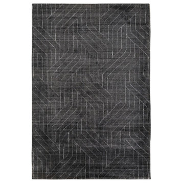 Aruna Charcoal, Black, White Area Rug 6'x9'