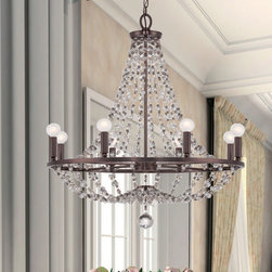 Channing Collection 8-Light 28" Chocolate Bronze Chandelier with Hand Cut Crysta - Chandeliers