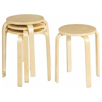 Costway Set of 4 17-inch Bentwood Stools Stacking Home Room Furniture Decor