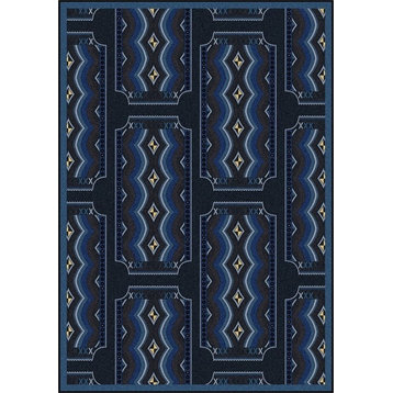 Joy Carpets Any Day Matinee, Theater Area Rug, Deco Ticket, 10'9"X13'2", Blue