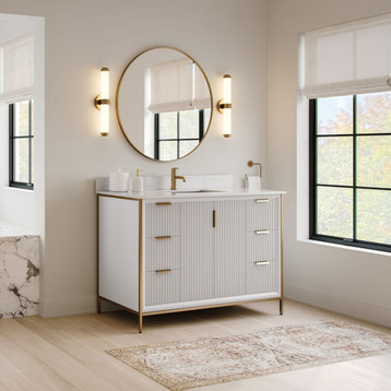 Everleigh Bathroom Vanity, Single Sink, 48", White, Freestanding