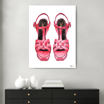 'Red Pumps' Wrapped Canvas Wall Art