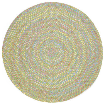 Hipster Kids and Playroom Braided Rug Lime Green Multi 4' Round