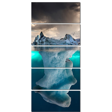 "Large Iceberg in Sea" Photography Metal Wall Art, 5 Panels, 28"x60"