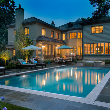 Kenilworth, IL Swimming Pool and Raised Tile Hot Tub