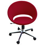 Soho Concept - Crescent Office Chair, Aluminum Base, Red Wool - Crescent office is a contemporary chair with a comfortable upholstered seat and backrest on a height-adjustable gas piston base which swivels and tilts. The chair has a chromed steel five star base with plastic casters. The seat has a steel structure with 'S' shape springs for extra flexibility and strength. This steel frame molded by injecting polyurethane foam. Crescent seat is upholstered with a removable zipper enclosed leather, PPM, leatherette or wool fabric slip cover. Crescent Office may be upholstered with variety of other colors as a special order with a minimum quantity required. The chair is suitable for both residential and commercial use. Crescent Office is designed by Tayfur Ozkaynak.