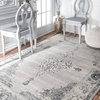 Traditional Faded Abstract Rug, Light Gray, 7'10"x11'