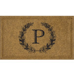 Mohawk Home - Mohawk Home Laurel Monogram P Natural 1' 6" X 2' 6" Door Mat - Fashion and function meet in this stunning monogram doormat - ideal for porches, patios, mud rooms, garages, and more. Built tough with the dependable durability that you have come to trust from Mohawk, this mat is up for the challenge! Crafted in the U.S.A., these doormats feature an all-weather thick, coarse synthetic face, like natural coir, that is specially designed to trap dirt and absorb water. Finished with a sturdy, recycled rubber backing, this sustainable style is also ecofriendly and a perfect choice for the conscious consumer.