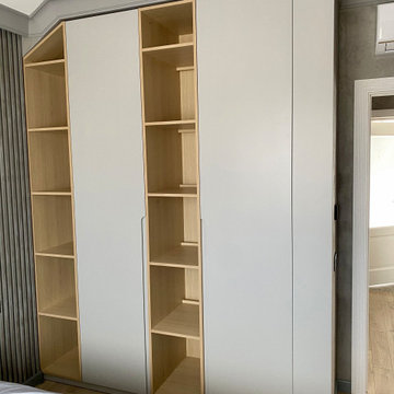 Gray and Light Brown Fitted Wardrobe