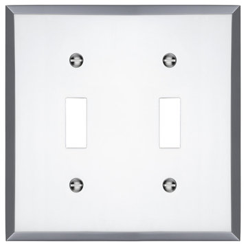 Graham Double Light Switch Cover, 2-Toggle Wall Plate, Polished Chrome
