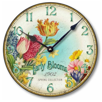 Vintage-Style 12  Inch Spring Flowers Clock