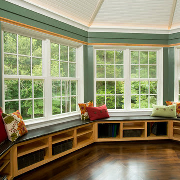 Glass walls and built-in seating