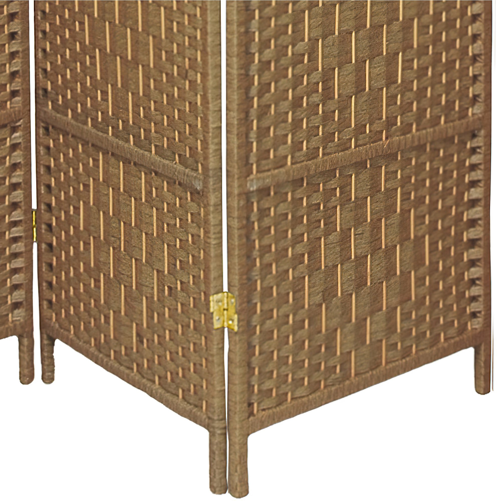 Image showcasing Tall Room Divider, 4 Plant Fiber Woven Panels With Diamond Pattern ...