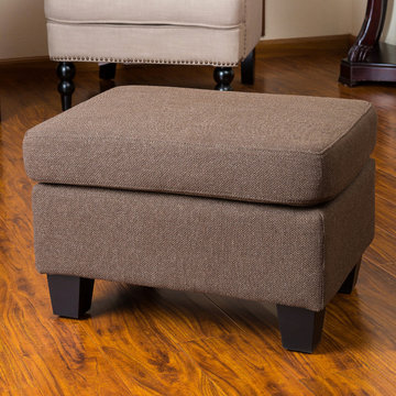 Contemporary Living Room w/ abric Ottoman Footstool