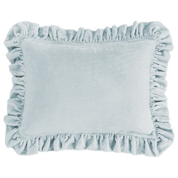 Stella Silk Velvet Oblong Pillow, 16 x 21, Icy Blue