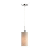 Eclipse 1-Light Mini Pendant, Beige Shade, Satin Nickel