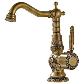 Deck Mounted Antique Brass Bathroom Faucet Ceramic Handle