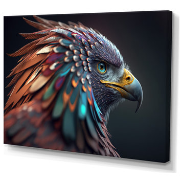 Macro Colorful Feather Eagle V Canvas, 32x16, No Frame