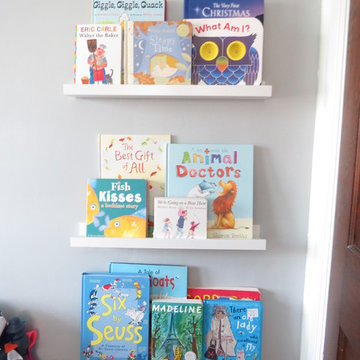 Shared Kids' Bedroom - ledge bookshelves
