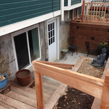 Walkout Basement / Sunken Basement with Timbers
