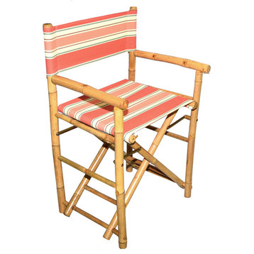 Low Bamboo Director's Chair, Set of 2, Pink Stripes