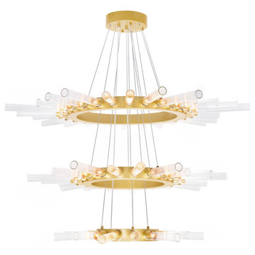 Collar 63 Light Chandelier With Satin Gold Finish