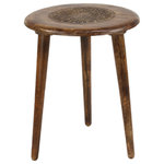 Brimfield & May - Traditional Dark Brown Mango Wood Accent Table 96078 - Bring a finishing touch to your home with an inviting appeal with this beautifully crafted accent table. A compact friendly table providing you with additional surface storage space any where in your home. This floral end table can be perfectly placed near upholstered sofas or wooden beds, adorned with books and potted plants to add a warm touch. This item ships in 1 carton. Due to the handmade nature of this item, no two will be alike, there will be slight differences in shape, size, and color. Suitable for indoor use only. Some assembly required. Maximum weight limit is 100 lbs. Made in India. This is a single dark brown colored end table. Traditional style.