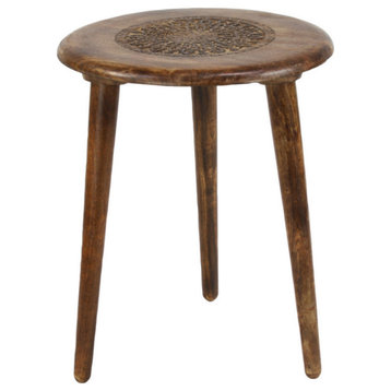 Traditional Dark Brown Mango Wood Accent Table 96078