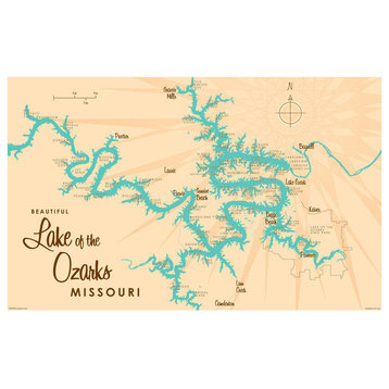 Lakebound Lake of the Ozarks Map Art Print, 24"x36"