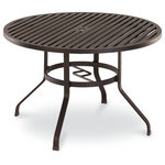Sunset West Outdoor Furniture - La Jolla 48" Round Dining Table - Sunset West's classic La Jolla Round Dining Table is rendered in high quality, low-maintenance aluminum that will stand the test of time. This Dining Table features a slat top with umbrella hole, and curved channel legs.