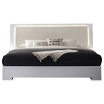 Best Master Furniture - Athens, White Lacquer Platform Bed With LED Lighting, Queen - Crafted with modern touches and covered in high gloss, this special edition of the Athens collection will add a more graceful look to your bedroom. This trend setting bed offers a white finish, made of poplar wood, mdf, lacquer and covered in high gloss. The bed comes with wooden slats, therefore, a foundation or box spring is not required. The head board comes with LED lighting and is upholstered in Leather Like in Beige finish.