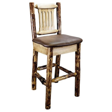 Montana Woodworks Glacier Country 30" Transitional Wood Barstool in Brown