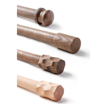 Luxury Black Walnut Wood Drapery Rod Finials For Wooden Poles