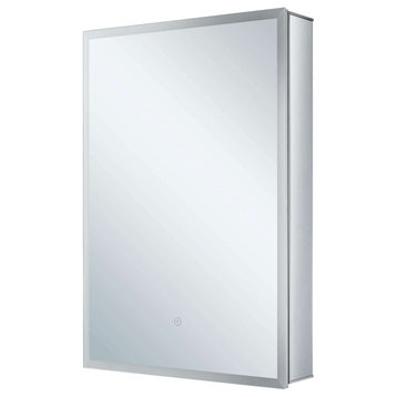 LED Recessed/Surface Mount Medicine Cabinet, Aluminum, 24"x36", Right Hand Door