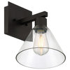 Port Nine Martini LED Wall Sconce, Matte Black, Clear Glass, Replaceable LED