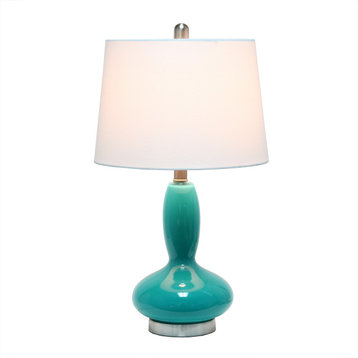 Elegant Designs Contemporary Curved Glass Table Lamp, Teal