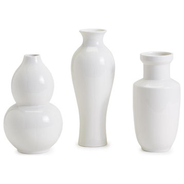 Two's Company FSN140-S3 Imperial White Hand Turned Vase, 3-Piece Set
